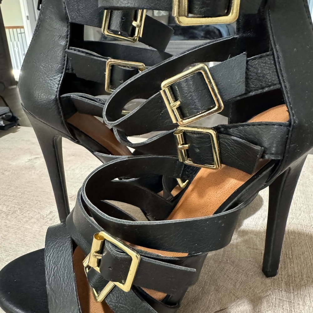 Black Strappy Heeled Sandals